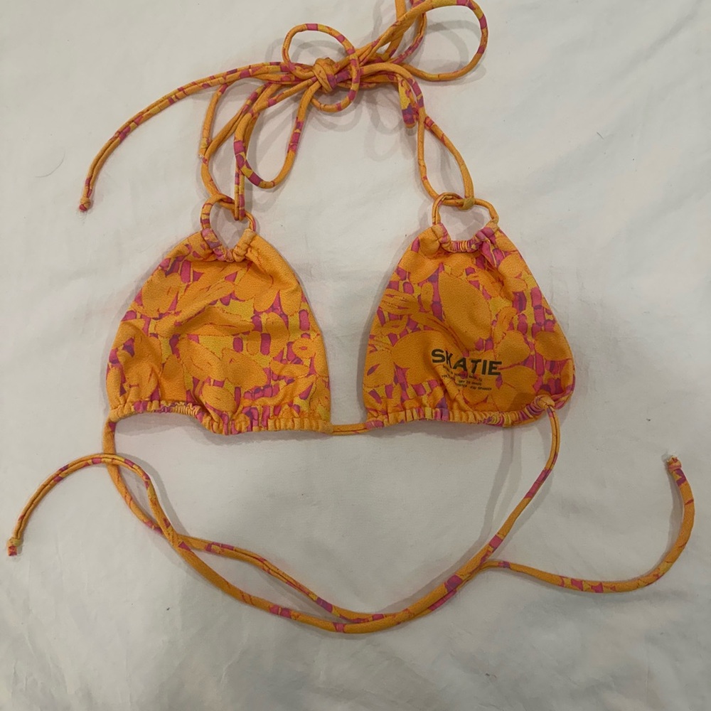 Skatie Orange and Pink Bikini Top